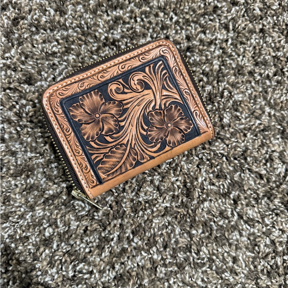 Brown Floral Leather Wallet